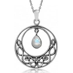 Silvershake Natural Moonstone 925 Sterling Silver Celtic Knot Drop Dangle Pendant