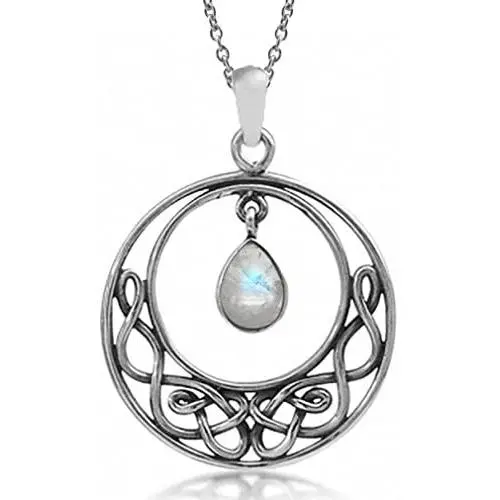 Silvershake Natural Moonstone 925 Sterling Silver Celtic Knot Drop Dangle Pendant Silvershake Natural Moonstone 925 Sterling Silver Celtic Knot Drop Dangle Pendant