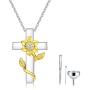 Bolelis 925-Sterling-Silver Sunflower Urn-Pendant-Necklace - Necklace Memorial Ashes,Forever in My Heart Pendant Jewelry for Women,Funnel Filler Kit(Chain 18''+2'')