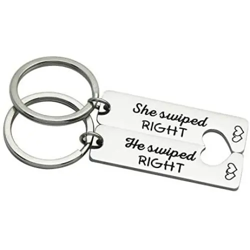 Ikunne Couple Keychain Gifts for Girlfriend Boyfriend I am Yours You are Mine/She& He Swiped Right Keychian Sets Couples Jewelry Gift for Valentines Day Anniversary