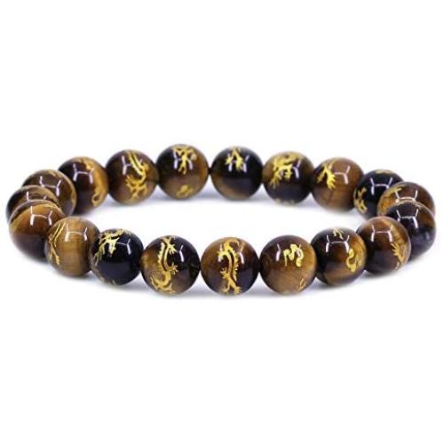Amandastone Gem Semi Precious Gemstone 10mm Round Crystal Beads Stretch Bracelet 7 Inch Unisex