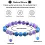 GVUSMIL Amethyst & Aquamarine Beads Stretch Bracelet Healing Crystals Beaded Stone Natural Bangle for Women