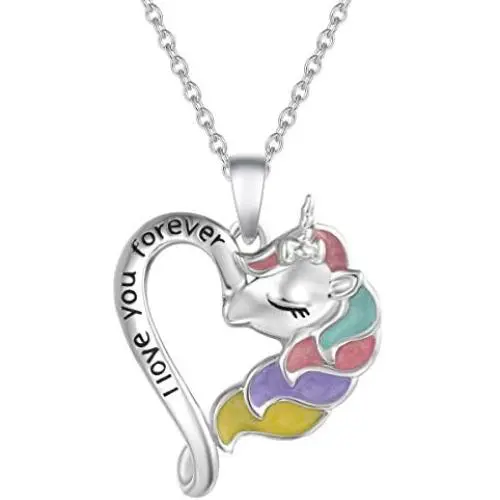 FANCIME Sterling Silver Unicorn Necklace Your are Magical Rainbow Colorful Pendant Heart Moon Best Friend Fine Jewelry for Women 16+2 inches Extender FANCIME Sterling Silver Unicorn Necklace Your are Magical Rainbow Colorful Pendant Heart Moon Best Friend Fine Jewelry for Women 16+2 inches Extender