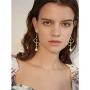 DAMLENG 4 Pairs Simple Asymmetry Geometric Fun Abstract Art Body Earrings Sets with Moon Pearl Pendant for Women Girls Hollow Wire Flower Statement Jewelry