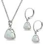 Sterling Silver Genuine or Synthetic Gemstone Trillion Bezel-Set Pendant Necklace & Dangle Leverback Earrings Set