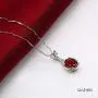 JYX Gemstone Jewellery Garnet Pendant Genuine 925 Sterling Silver Chain 7×9mm Oval Garnet Pendant Necklace for Women Girls