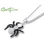 Santuzza 925 Sterling Silver Black CZ Spider Pendant Necklace with Black Spinels CZ Stones