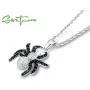 Santuzza 925 Sterling Silver Black CZ Spider Pendant Necklace with Black Spinels CZ Stones Santuzza 925 Sterling Silver Black CZ Spider Pendant Necklace with Black Spinels CZ Stones