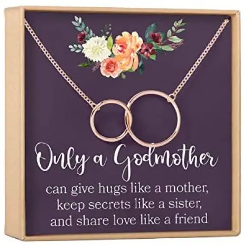 Godmother Necklace: Godmother Gift, Godmother Proposal, Fairy Godmother, 2 Interlocking Circles (rose-gold-plated-brass, NA) Godmother Necklace: Godmother Gift, Godmother Proposal, Fairy Godmother, 2 Interlocking Circles (rose-gold-plated-brass, NA)