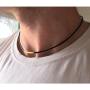 Leather Cord Necklace for Men, Mens Choker Necklace - Unisex Silver Tube Necklace - Mens Jewelry - Mens Necklace - Black Leather Choker for Him