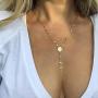 Donbnine Cross Pendant Necklaces Long Chain Y Lariat Religious Silver Jewelry for Women (gold)