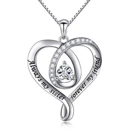 925 Sterling Silver Jewelry Engraved Love Heart Pendant Necklace Gift for Women Girls Mum