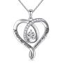 925 Sterling Silver Jewelry Engraved Love Heart Pendant Necklace Gift for Women Girls Mum