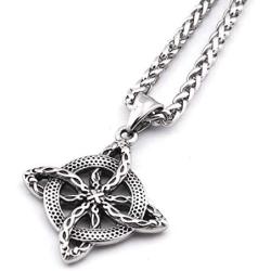 GUNGNEER Men Stainless Steel Irish Knot Shield Protection Pendant Necklace 20'' 28'' Keel Chain Celtic Jewelry Amulet