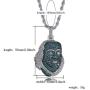 JINAO 18K White Gold Plated Iced Out Cubic Zirconia Blueface Pendant Necklace with Rope Chain