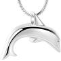 Dolphin Shape Cremation Necklace for Ashes Stainless Steel Ashes Holder Keepsake Memorial Urn Pendant Jewelry +Fill kit