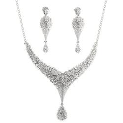 Touchstone Indian Bollywood Intricately Crafted Diamond Look Rhinestone Crystal Colorful Wedding Designer Jewelry Necklace Set in Gold and Silver Tone for Women.