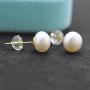 KEETEEN “Moon&Star'' Sterling Silver Studs 8mm Freshwater with Crystal Zircon Pearl Earrings for Women