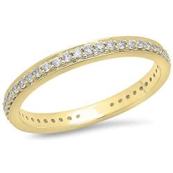 Dazzlingrock Collection 0.70 Carat (ctw) 14K Gold Round White Cubic Zirconia Ladies Eternity Stackable Wedding Band 3/4 CT