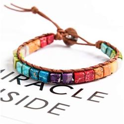 YGLINE Handmade Wrap Bracelet Turquoise, Jasper & Amazonite Natural Stones Leather Charm 5 Strands Boho Bracelet