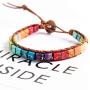 YGLINE Handmade Wrap Bracelet Turquoise, Jasper & Amazonite Natural Stones Leather Charm 5 Strands Boho Bracelet