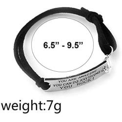Luvalti “You Are Amazing You Can Do Anything You Rock” Pendant Leather Bracelet - Motivational Jewelry Gift