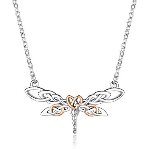KINGWHYTE Dragonfly Necklace for Women Sterling Silver Irish Celtic Knot Pendant Necklace Dragonfly Jewelry Gifts KINGWHYTE Dragonfly Necklace for Women Sterling Silver Irish Celtic Knot Pendant Necklace Dragonfly Jewelry Gifts