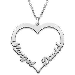 MyNameNecklace Personalized Heart Shape Pendant Necklace in Sterling Silver 925 - Eternal Love Valentine Custom Made Jewelry Gift for Wife- Mom- Lovers