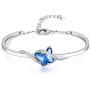 GEORGE · SMITH Infinity Love Blue Butterfly Crystal Bangle Bracelet for Women Silver Tone Adjustable Charms Bracelet Girlfriend Birthday Valentines Day Jewelry Gifts