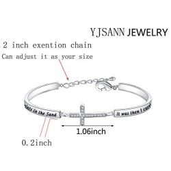 WSNANG Footprints Necklace Footprints in The Sand Cross Pendant Necklace Religious Jewelry Christian Gift