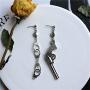 Infinity Love Heart Dangle Drop Earrings Asymmetry Double Heart Cool Pistol Handcuffs Earrings Stud for Couple Women Girls