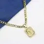 MEMGIFT 18K Real Yellow Gold Initial Letter Men Necklace Rectangle Capital Pendant Monogram A-Z Stainless Steel Box Chain 22inch Unique Trendy Fashion Handmade Fancy Personalized Women Jewelry