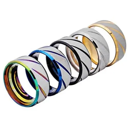 W WOOGGE 5 Pack of Stainless Steel Lucky Worry Rings for Men Wedding Ring Cool Simple Band 8 MM Ring for Women W WOOGGE 5 Pack of Stainless Steel Lucky Worry Rings for Men Wedding Ring Cool Simple Band 8 MM Ring for Women
