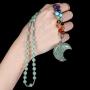 Top Plaza Natural Reiki Healing Crystal Stone Beads Necklaces Tree of Life Wire Wrapped Gemstone Moon Pendant Necklace Crescent Moon Jewelry for Women