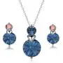 Round Halo Jewelry Set with Swarovski Crystal Love Heart Necklaces Pendants Stud Earrings Jewelry Set Gifts for Mom Women Wife Girlfriends Valentines Day