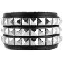 HZMAN Unisex Black Genuine Leather Silver Pyramid Studs Wristband 80s Gothic Punk Glam