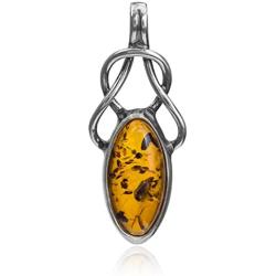 Ian and Valeri Co. Light Amber Sterling Silver Celtic Pendant Necklace Chain 18''