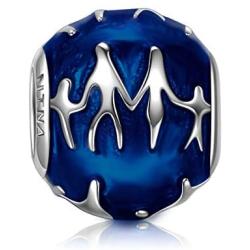 NINAQUEEN 925 Sterling Silver Family Bead Charms for Bracelets Necklaces Blue Enamel Design Charm with Gift Packaging Gifts for Daughter Mom