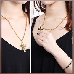 FaithHeart Byzantium Crucifix Cross Necklace, Christian Jewelry Vintage Stainless Steel/Gold Plated Customize Available Gift for Men/Women Russian Orthodox Church Pendant Necklace