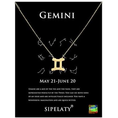 HOLY KT 12 Constellation Zodiac Pendant Necklace Astrology Gold Tone Chain with Gold Message Card for Women Jewelry
