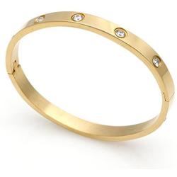 Oval Pave Crystal CZ Bracelet Men&Women Designer Bangle Stainless Steel Jewelry 7.5