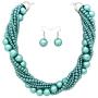 Fashion 21 Womens Twisted Multi-Strand Simulated Pearl, Acrylic Ball Statement Necklace and Earrings Set