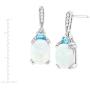 3 ct Natural Opal & Blue Topaz Drop Earrings with Diamonds in Sterling Silver