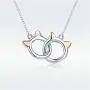 Infinity Love Heart Cat Necklace for Women Girls 925 Sterling Silver Two-Tone Hollow out Mother and Daughter Kitten Ear Pendant Choker Necklace Double Interlocking Circles Jewelry Cute Delicate
