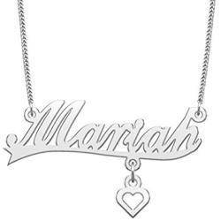 LuxglitterLin Heart Personalized Name Necklace Initial Customized Stainless Steel Jewelry for Women 2mm Cuban Link Chain