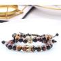GVUSMIL 8mm Crown Lava Rock Stone Essential Oil Diffuser Bracelet Braided Rope Stone Yoga Beads Bracelets for Men Women