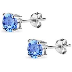 Sterling Silver 5mm Round Prong-set Stud Earrings created with Swarovski Crystals