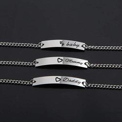 WUSUANED Baby&Mommy Bracelet Baby Baptism Bracelet Mom Daughter Bar Bracelet Set Gift for New Mom&Baby