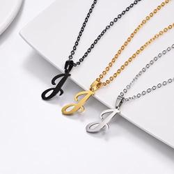 PROSTEEL Stainless Steel Initial Name Necklace, A to Z Initial Letter Personalized Necklaces for Men Women, Gold/Silver/Black Tone, 20inch-22inch Adjustable, Come Gift Box