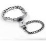 Uloveido Titanium Steel Cuban Chain Bracelets for Couples, His and Hers Square Heart Lock Bangles Matching Jewelry Set Y853